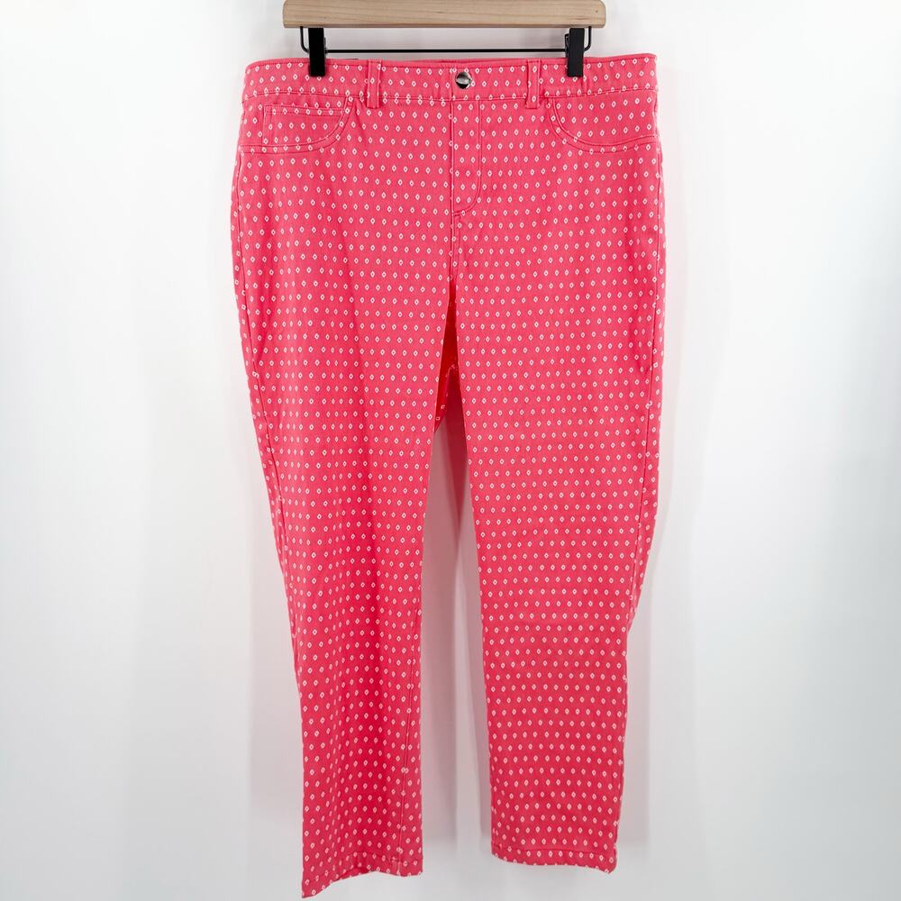 RAFAELLA Comfort Pants SZ 18 Knit Twill Calypso Coral NWT Skinny Ankle Stretch